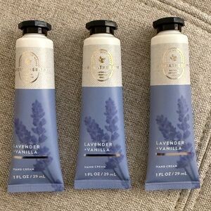 Bath & Body Works Aromatherapy Lavender Vanilla Hand Cream Set of “3” 1oz.